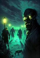 illustration of the fact that the zombies were naturally bioluminescent made the hoards of them oddly beautiful at night photo