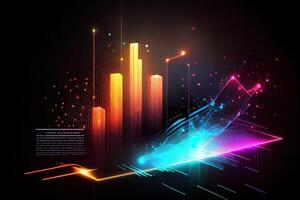 illustration of crypto market data, chart, silhouette crypto currency market, isometric, colorful gradient background photo