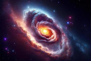 generativo ai ilustración de lechoso camino galaxia chocando con Andrómeda galaxia, universal y exterior espacio foto