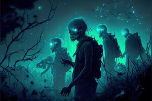 illustration of the fact that the zombies were naturally bioluminescent made the hoards of them oddly beautiful at night photo