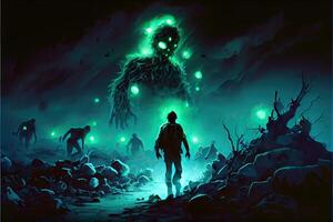 illustration of the fact that the zombies were naturally bioluminescent made the hoards of them oddly beautiful at night photo