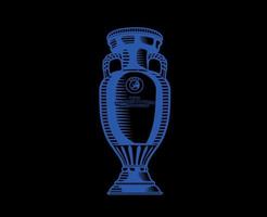 Euro Trophy Uefa official logo Symbol Blue European Football final Design Vector illustration With Black Background