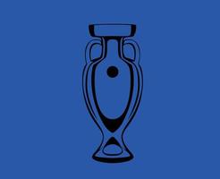 Euro Trophy Symbol Black European Football final Design illustration Vector With Blue Background