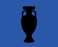 euro 2024 uefa trofeo negro símbolo europeo fútbol americano final diseño vector ilustración con azul antecedentes