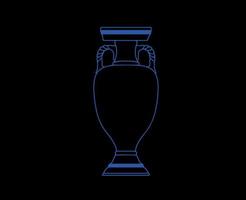 Euro Trophy logo Blue Symbol European Football final Design Vector illustration With Black Background