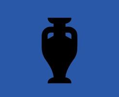 Euro 2024 Germany Trophy logo Black Symbol European Football final Design Vector illustration With Blue Background