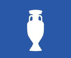 Euro 2024 Trophy logo White Symbol European Football final Design Vector illustration With Blue Background