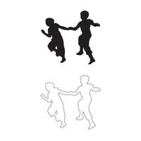 set of two kids running icons isolated on white background vector