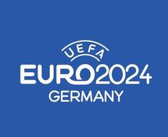 Euro 2024 Germany Symbol logo official Name White European Football final Design illustration Vector With Blue Background
