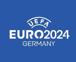 Euro 2024 Germany Symbol logo official Name White European Football final Design Vector illustration With Blue Background