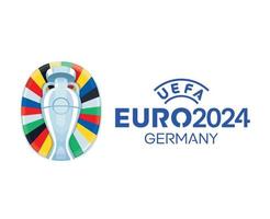 euro 2024 Alemania oficial logo con nombre azul símbolo europeo fútbol americano final diseño vector ilustración