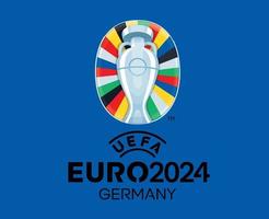 Euro 2024 Germany Symbol official logo With Name Black European Football final Design Vector illustration With Blue Background