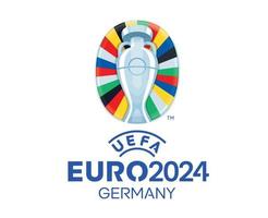 euro 2024 Alemania símbolo logo oficial con nombre azul europeo fútbol americano final diseño vector ilustración