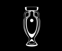 Euro Trophy Symbol White European Football final Design illustration Vector With Black Background