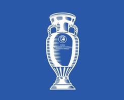 Euro Trophy Uefa official logo Symbol White European Football final Design Vector illustration With Blue Background