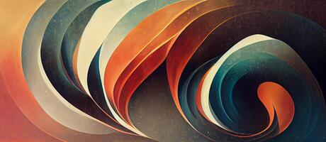 illustration of abstract flat colorful stripes geometric background, surreal waves and curve flowing as wallpaper background illustration photo
