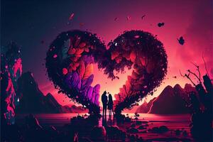 illustration of Valentine day background, love, romantic concept, heart shape. Neural network generated art. Digitally generated image. Not based on any actual scene or pattern. photo