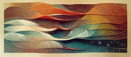 illustration of abstract flat colorful stripes geometric background, surreal waves and curve flowing as wallpaper background illustration photo