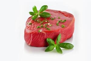 illustration of fresh raw beef steak isolated on white background photo