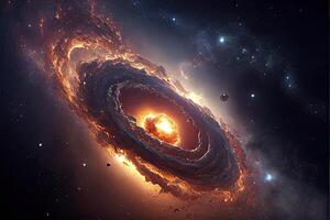 illustration of Milky Way Galaxy colliding with Andromeda Galaxy, universal and outer space photo