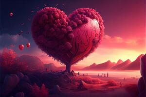 illustration of Valentine day background, love, romantic concept, heart shape. Neural network generated art. Digitally generated image. Not based on any actual scene or pattern. photo