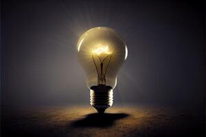 illustration of bright idea for business, education, star up growth, light bulbs on dark background, idea concept photo