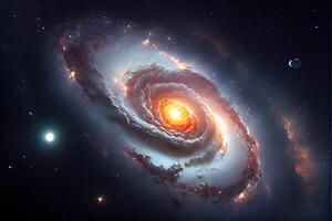 illustration of Milky Way Galaxy colliding with Andromeda Galaxy, universal and outer space photo