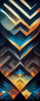 illustration of vertical symmetry, neon blue outline, sharp technology lines, luxury seamless textile mirror pattern. Digital 3D illustration. photo