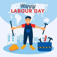 World Labour Day Concept Illustration For Social Media Post and Banner vector