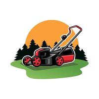 lawn mower illustration logo vector