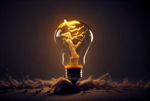 illustration of bright idea for business, education, star up growth, light bulbs on dark background, idea concept photo