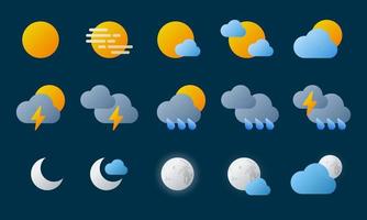 Vector illustration of weather condition forecast icon set. Suitable for weather widget, forecast, and news.