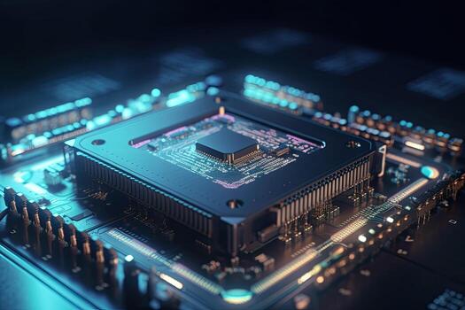 Quantum processor on circuit board. photo