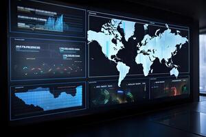 Big datat analysis. Infographic on the screen. photo