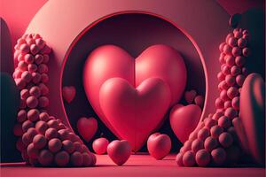 illustration of Valentine day background, love, romantic concept, heart shape. Neural network generated art. Digitally generated image. Not based on any actual scene or pattern. photo