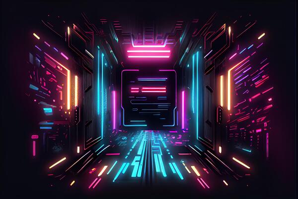 Generative AI illustration of gaming background, abstract cyberpunk style  of gamer wallpaper, neon glow light of scifi fluorescent sticks. Digitally  generated image 22702292 Stock Photo at Vecteezy