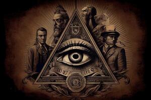 illustration of history and secrets of Illuminati concept photo