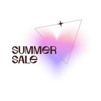 Trendy blurred gradient poster in 90s, 00s psychedelic style with heart geometric shape. Y2K aesthetic summer sale baner. Vector Poster template for social media posts, digital marketing, promotion.