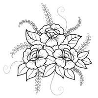 conjunto de diferentes flor línea en blanco antecedentes. flores dibujo con arte lineal en blanco antecedentes. vector