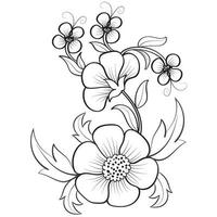 conjunto de diferentes flor línea en blanco antecedentes. flores dibujo con arte lineal en blanco antecedentes. vector