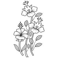 conjunto de diferentes flor línea en blanco antecedentes. flores dibujo con arte lineal en blanco antecedentes. vector