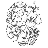 conjunto de diferentes flor línea en blanco antecedentes. flores dibujo con arte lineal en blanco antecedentes. vector