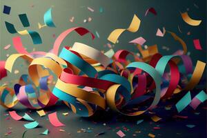 illustration of confetti and paper streamer as party decoration photo