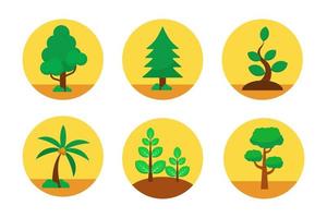 Set of tree icons with flat and colorful style isolated on white background vector