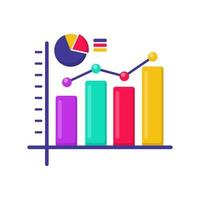 Statistics icon with colorful flat style isolated on white background vector
