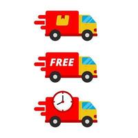 Set of delivery truck icon with flat style isolated on white background vector