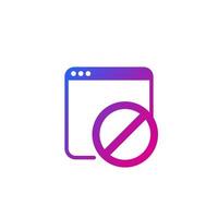 blocked web page icon on white vector