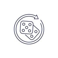 Dice icon with arrows, line vector