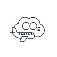 carbon footprint of flying line icon vector