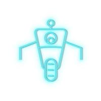 Retro style blue neon vector icon hand, robotic, arm blue neon icon.